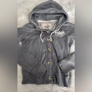 Abercrombie & Fitch Heather Gray Button-Up Hoodie Sz: M